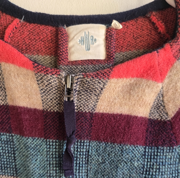 Anthropologie Plaid Striped HWR Wool And Cotton Blend Sweater - Picture 2 of 5